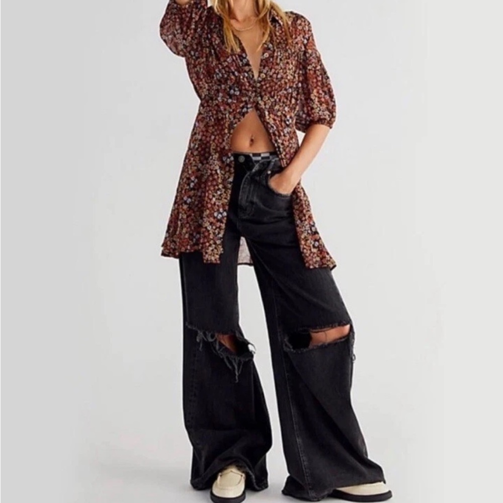 Free People dress Bonnie Dusk Combo button up Small EUC no flaws cottagecore